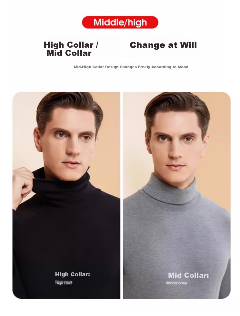 LangSha Autumn Winter German Velvet High Neck Base Shirt 7A Antibacterial Mite-Resistant Men's Outerwear Fleece Thickened Thermal Autumn Top 8