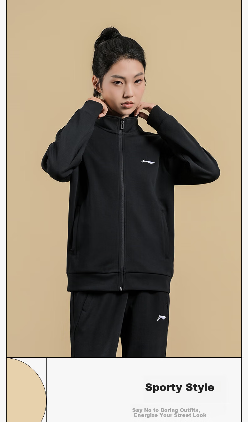 LI-NING Table Tennis Jacket Unisex Autumn Winter Fleece Lined Warm Zip-up Hoodie Black 3XL 7