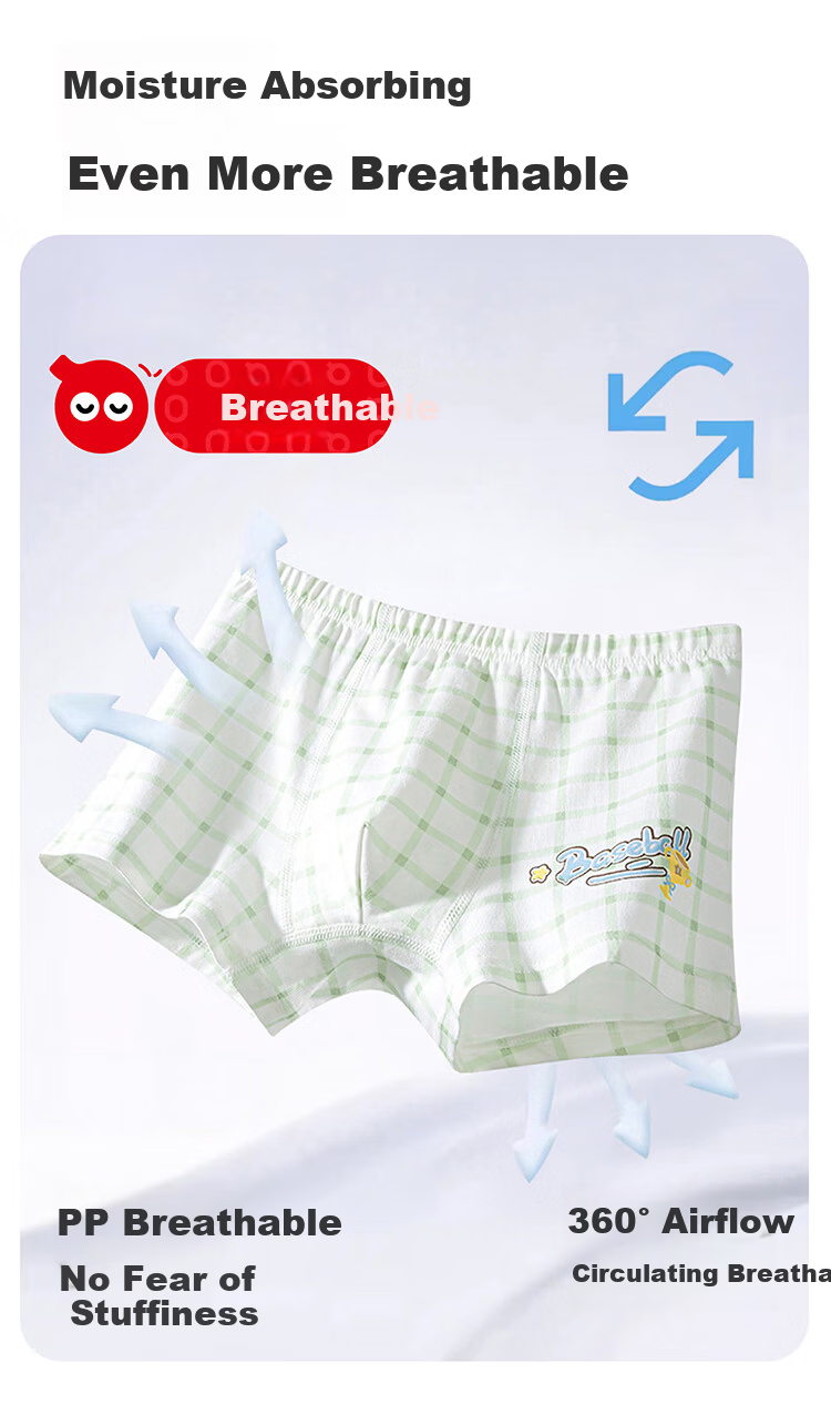 Hodo Kids Boys' Cotton Boxer Briefs, Mid to Large Size, Non-Chafing, Baby Boys' Class A Four-Point Shorts, Pack of 4 6