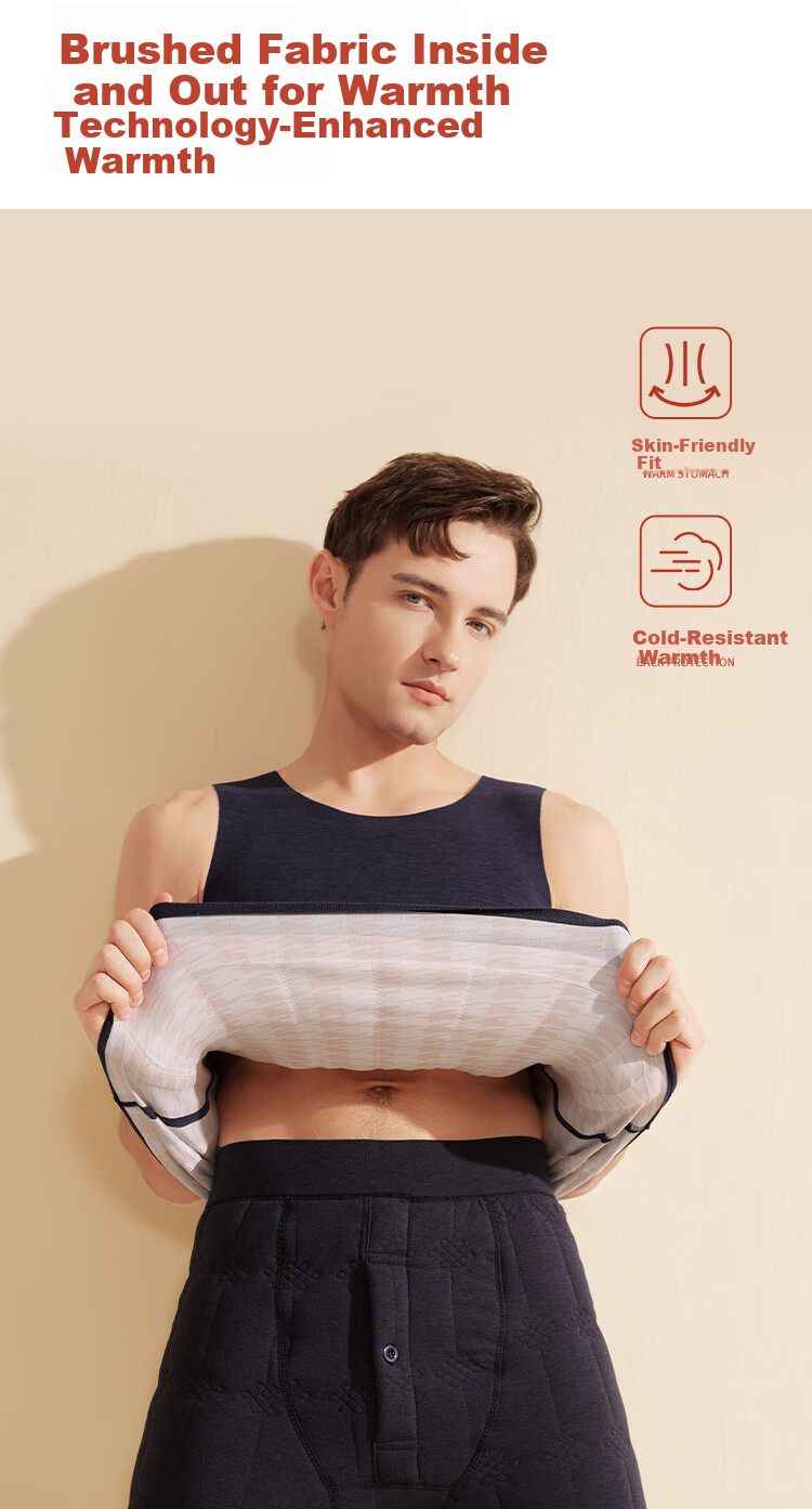 LangSha Men's Thermal Vest Seamless Customizable 100% Wool Filled Patch Comfortable Wide Shoulder Base Layer Top Autumn Winter 12