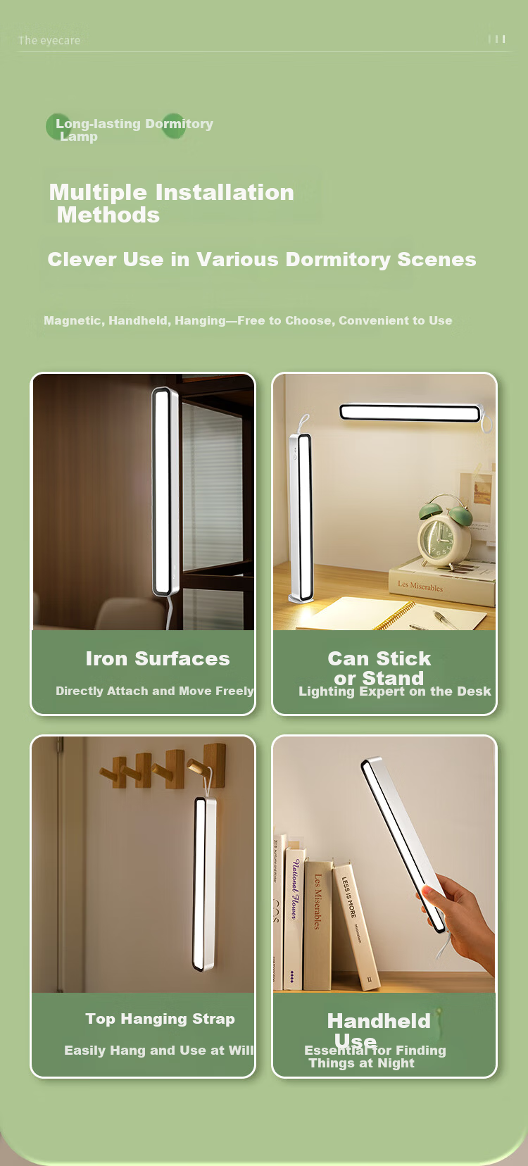 DUPAI Eye Protection Desk Lamp Study Bedroom Bedside Magnetic Student Dormitory Rechargeable Cool LED Night Light 5