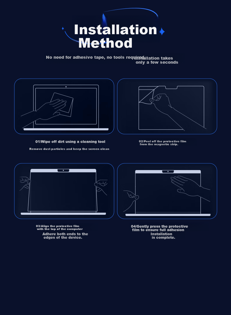 Suoying Magnetic Detachable Screen Protector for Apple MacBook Air 15.3-inch M5/4/3 2026/25/24 Models Laptop HD Easy-Apply Film 22