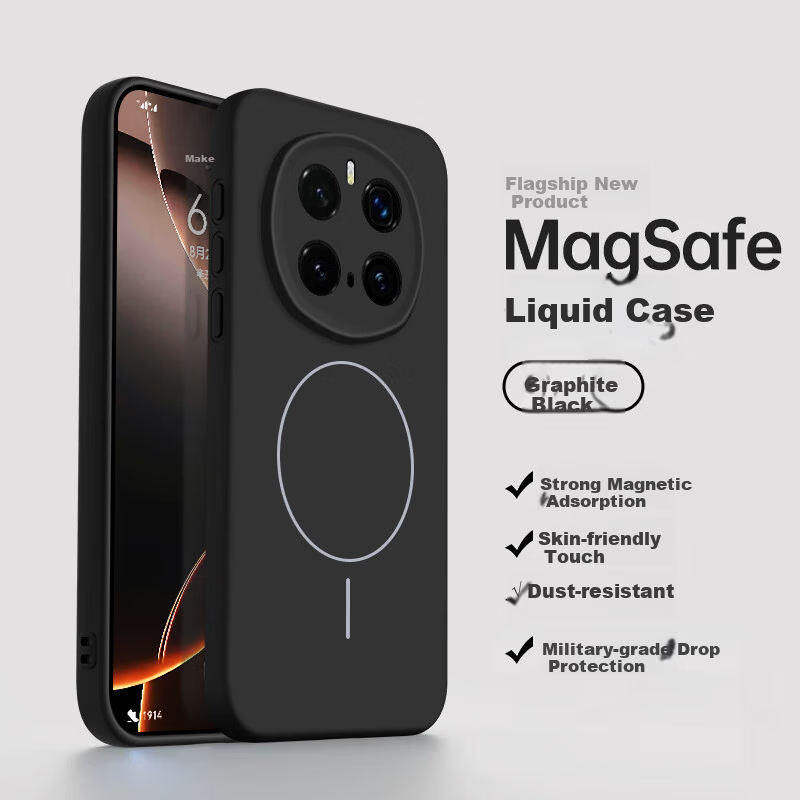 NEYAA Honor X80 Pro Max Case Full-Cover Ultra-Thin Skin-Feel Magnetic Liquid Silicone Shockproof Simple Unisex Graphite Black
