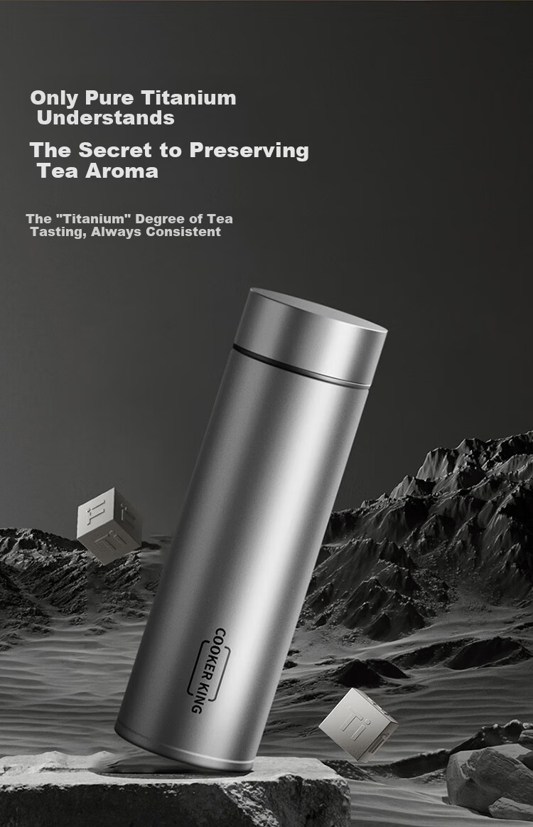COOKER KING Titanium Cup Gift Box Set, Pure Titanium Insulated Mug, Stylish Water Bottle And Coffee Cup, 520ml, Iris Secret Realm 8