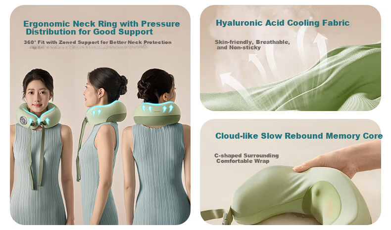 PHILIPS Neck Massager, Small U-Shaped Pillow Massager for Multi-Body Massage And Heat Therapy, Travel And Business Trip Support, 3107N Green, Holiday Birthday Gift, Company Team Building Present 6