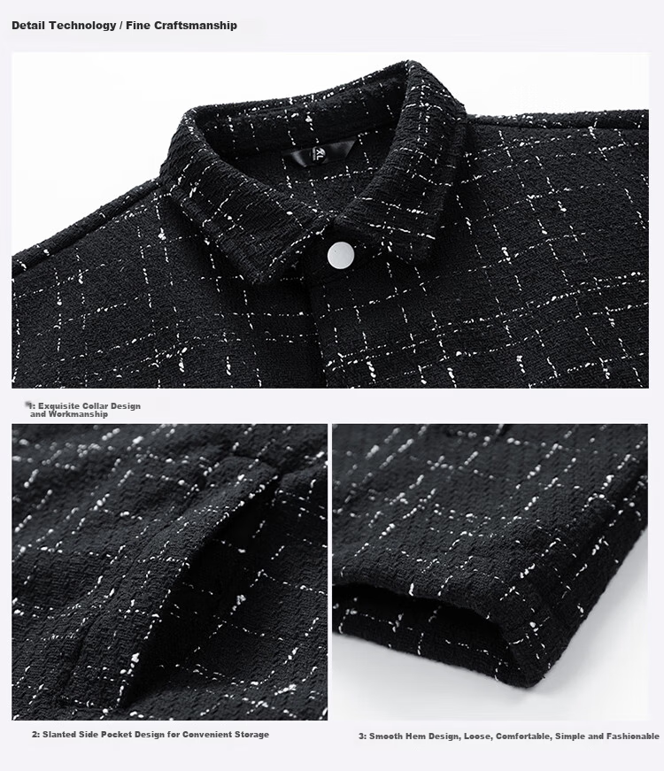 NASA GISS Men's Jacket Spring Autumn Winter Hong Kong Style Trendy Loose Versatile High-End Lapel Coat Black L 4