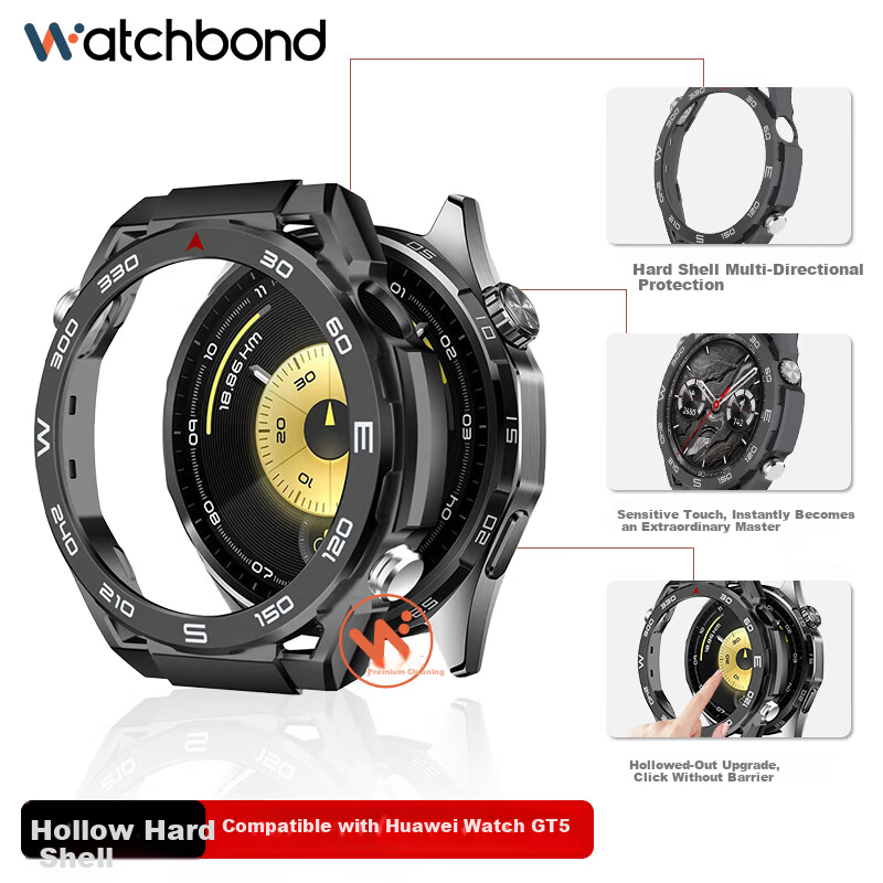 Watchbond Huawei Watch GT5 Protective Case Ultimate Hollow Half-Frame Hard Shell Shockproof Scratch-Resistant Mountain Riding Accessory