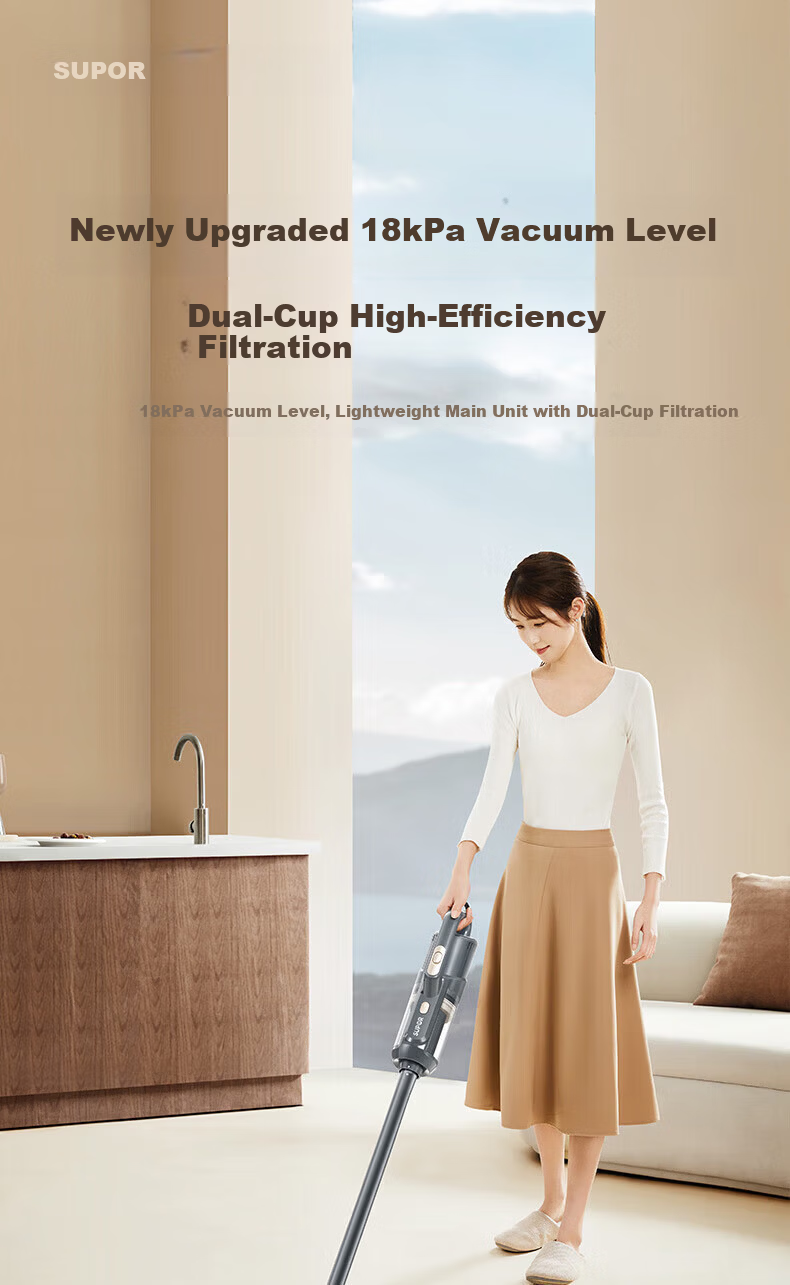 SUPOR Cordless Handheld Vacuum Cleaner, High-Power Lightweight Vacuum Machine, Car Vacuum Cleaner with Long Battery Life, Suitable for Pets And Home Use C6 PURE 3