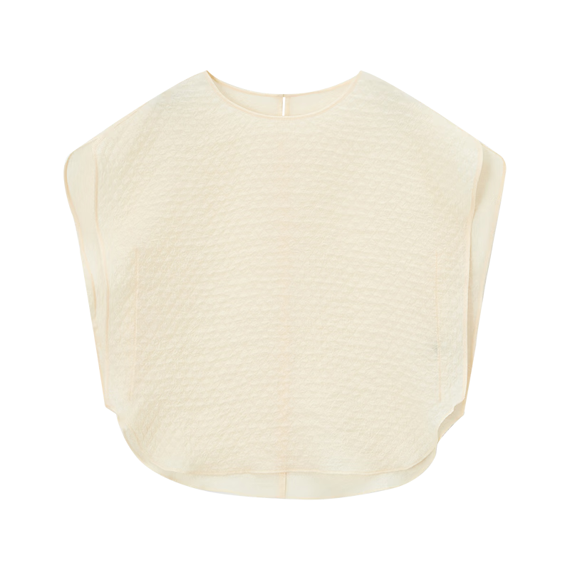 Demana Elegant Urban Summer Glossy Round Neck Drop Shoulder Short Sleeve Loose Slimming Concealed Shirt for Women High-End Feel