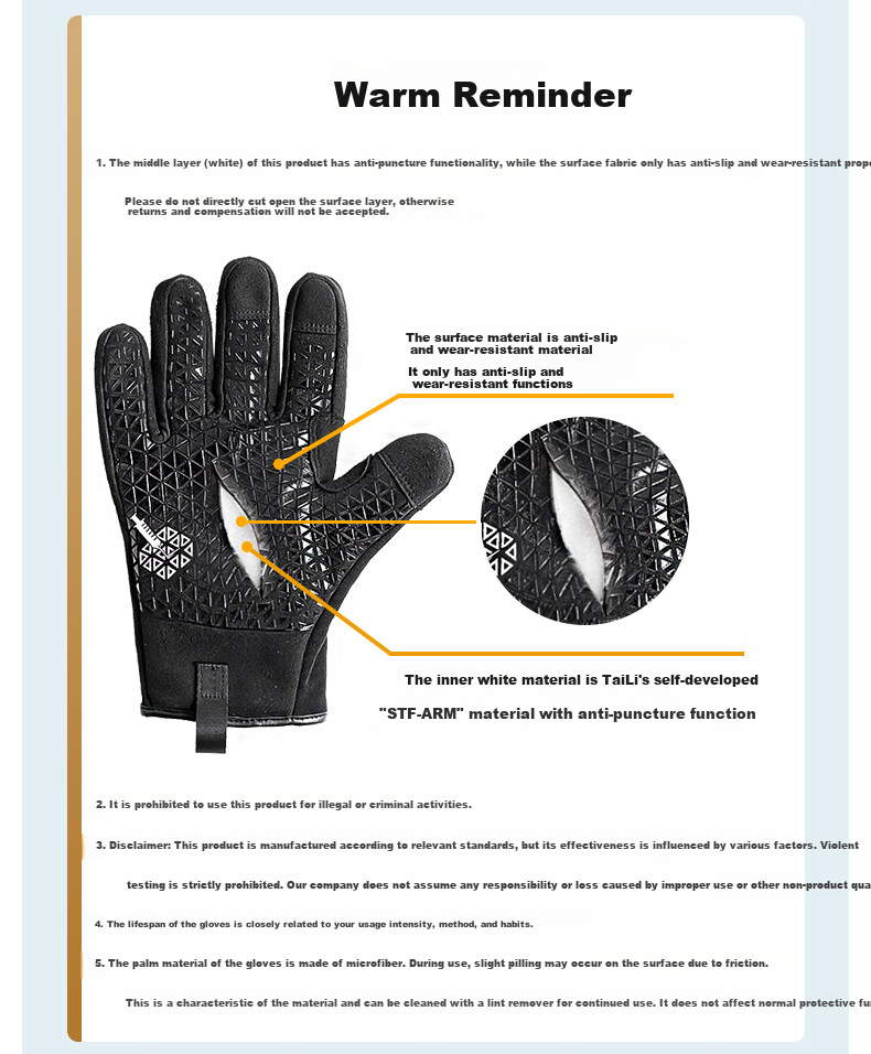 Taili Cut-Resistant Gloves Outdoor Mountaineering Hiking Tactical Cycling Motorcycling Beachcombing Sports Fitness Gardening Work Safety Protection Unisex Gloves Size S Black 3.0 16