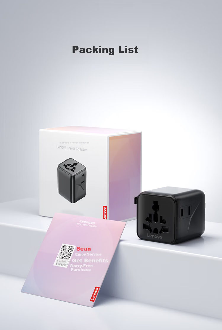 Lenovo PD35W Fast Charging Universal Travel Adapter Multi-Functional Socket for Global Use Compatible with Hong Kong, Macau, Japan, Korea, Europe, UK, US, and Australia Standards 15