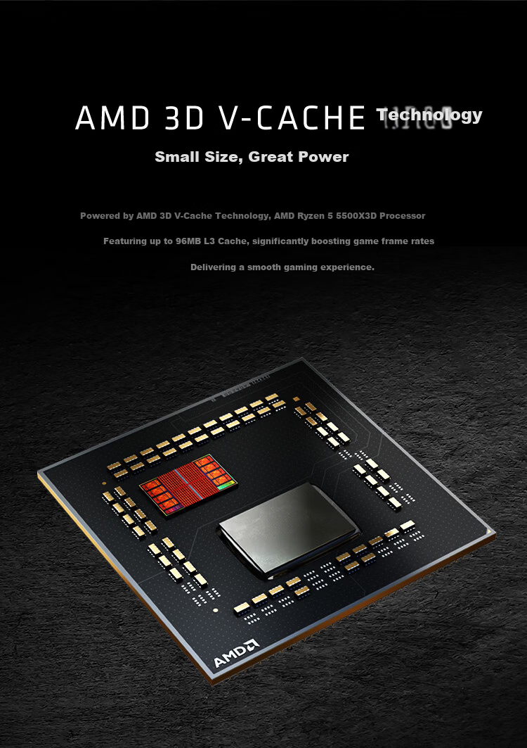 AMD Ryzen 5 5500X3D Processor 6-Core 12-Thread 99MB Cache Up to 4GHz Boxed Gaming CPU for Delta, Valorant, CS2 3