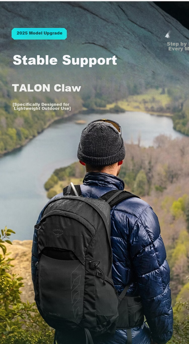 OSPREY Talon Claw 22L New Small Eagle Backpack Professional Outdoor Hiking Lightweight Travel Mountaineering Bag Men Black O/S 2
