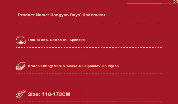 YUZHAOLIN Children's Red Underwear, Boys' Zodiac Year 10A Antibacterial Cotton Underwear, Youth 4-Pack Shorts 11