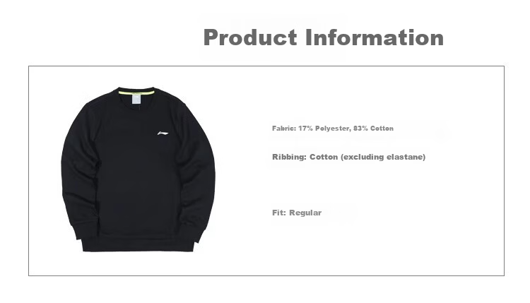 LI-NING Men's Sports Sweatshirt Crew Neck Loose Fit Long Sleeve Comfortable Simple Fashionable Versatile Sportswear 9