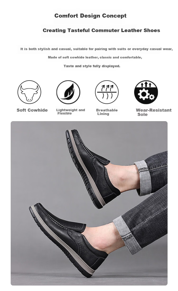 Hengyuanxiang Men's Slip-On Business Casual Driving Loafers JST1351 Black Size 39 3