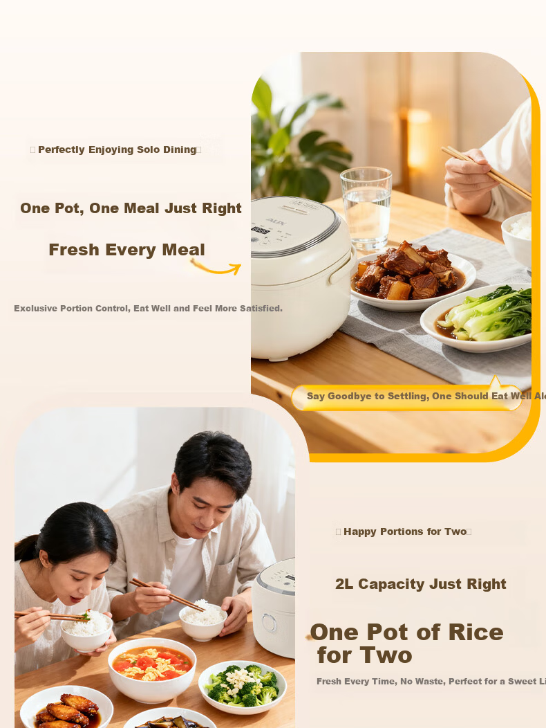 AUX Mini Rice Cooker 2L Capacity Household 1-4 People 24H Smart Reservation Multifunction Compact Easy-to-Clean AFB-YY-20FS34 4
