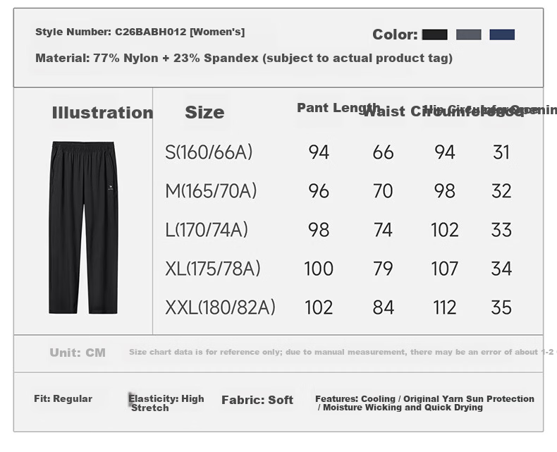 CAMEL Original Yarn Sun Protection Sports Pants Men Cooling Quick-Dry Straight Knit Pants C16BABLH013 Castle Gray L 2
