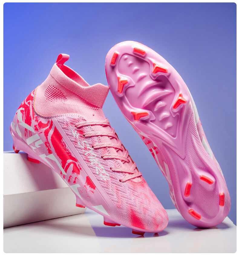 Shuangxing Men's FG Soccer Shoes Long Studs Adult Youth Kids Professional Training Cleats White Size 37 32