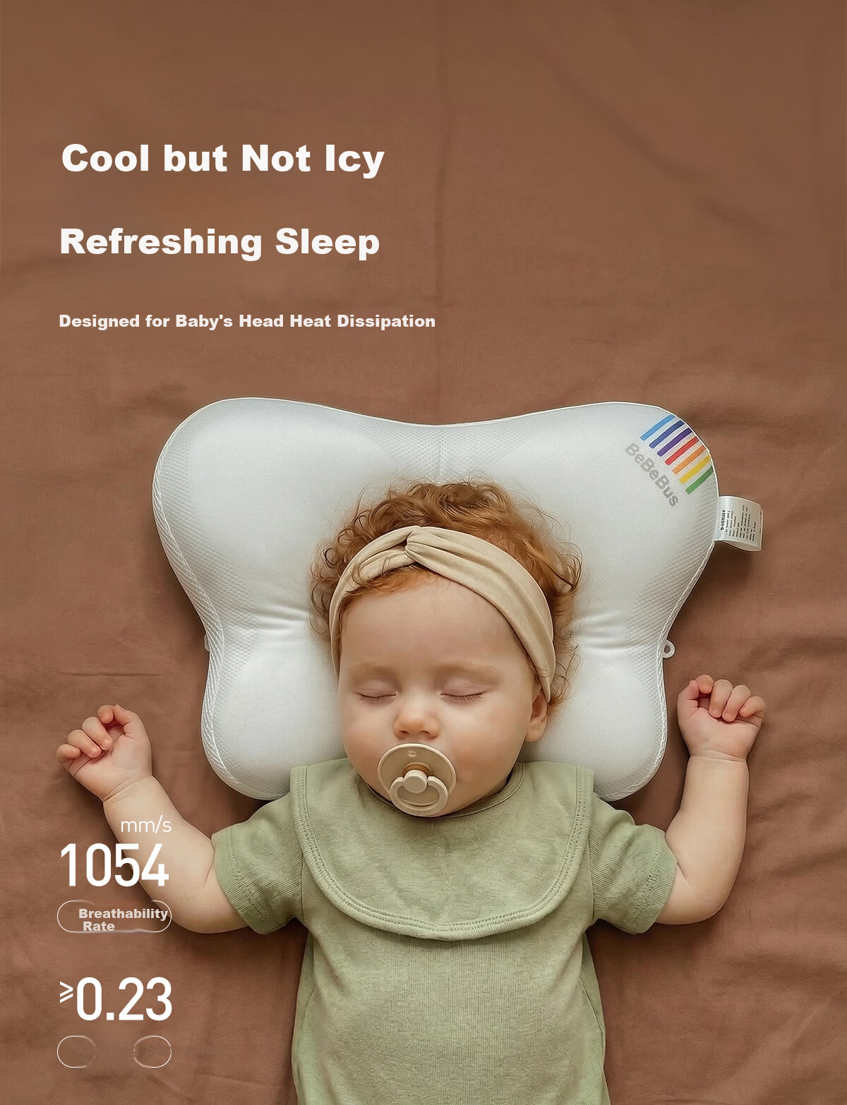 Bebebus Butterfly Baby Shaping Pillow for Round Head Sleep 0-6-12 Months Newborn Head Correction Neck Support Baby Pillow White 16