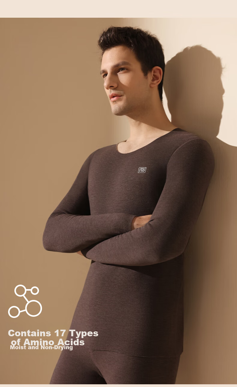 Modal [2 Sets Tencel] Men's Thermal Underwear Set Fleece Thickened Seamless Heat Retaining Autumn Winter Long Johns 13