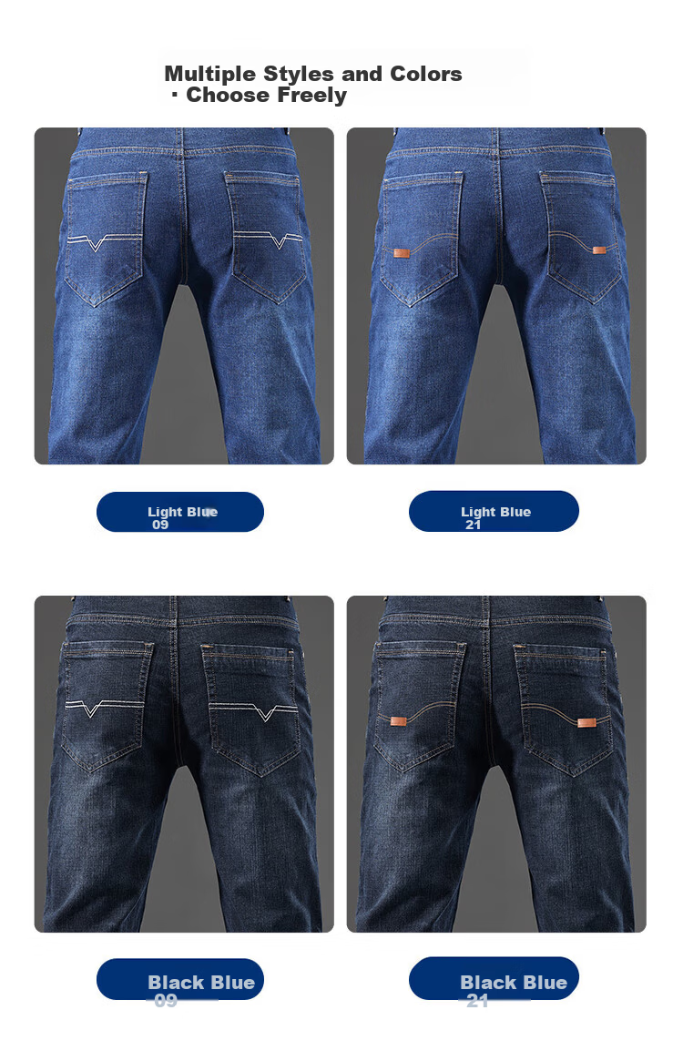 TUCANO Men's Jeans Korean Style Business Casual Slim Fit Straight Leg Pants Black Blue 29 7