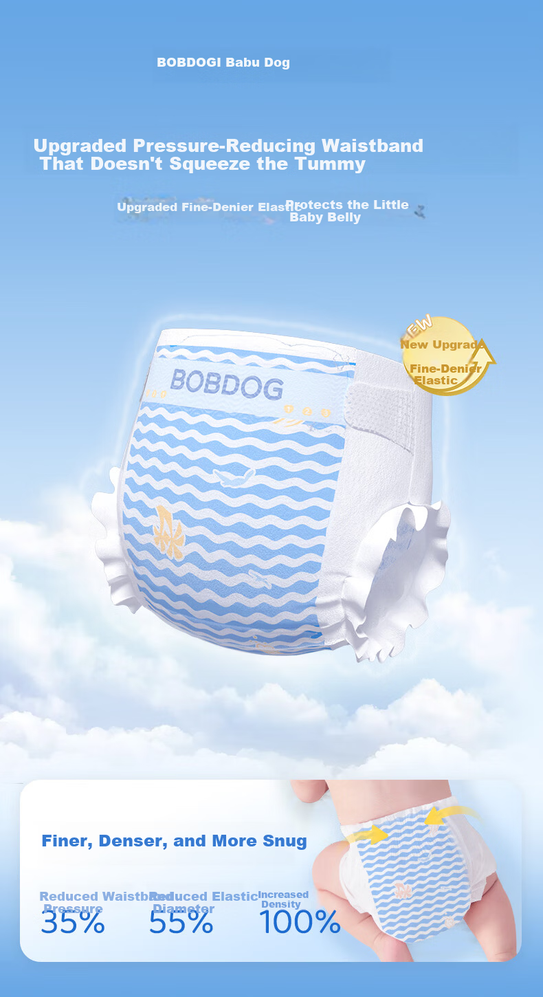 BOBDOG Small Wave Ultra Soft M90 Pieces (4.5-8.5KG) Baby Diapers [Brand Direct Supply, Trusted Quality] 2