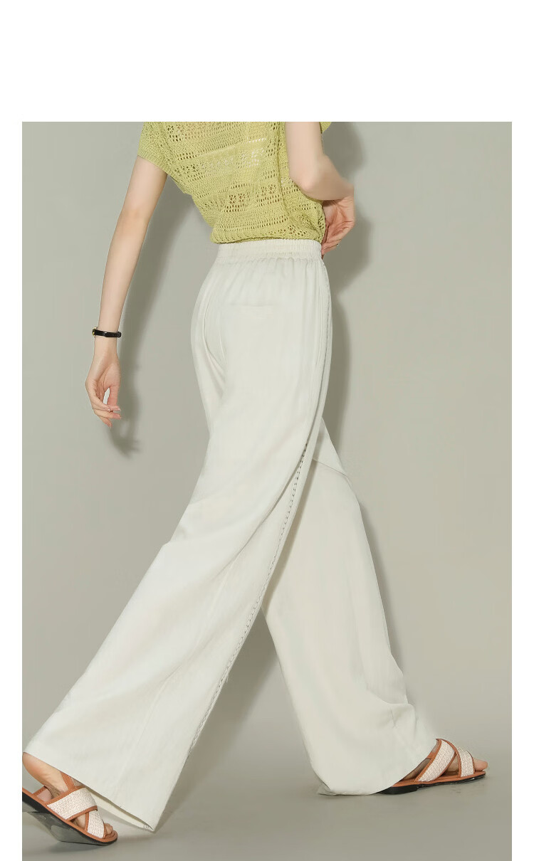 Demana [Hidden Meat Style] Summer Lace Splice Color-Block Elastic Waist Loose Straight-Leg Slimming Casual Pants for Women Premium Feel 11