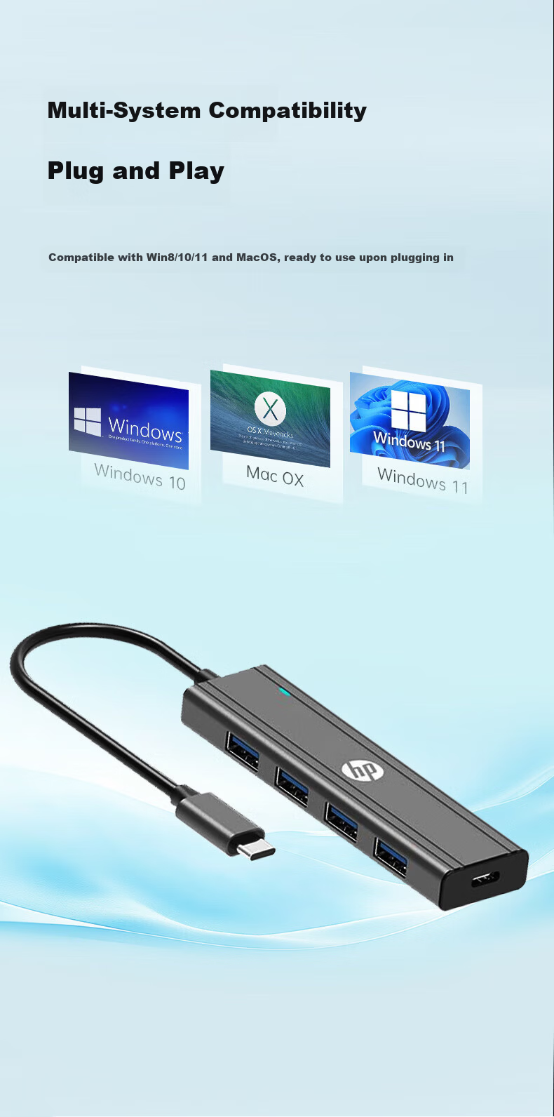 HP Type-C Docking Station USB Hub PD 100W HDMI Ethernet Adapter Card Reader Compatible with Apple MacBook Air Huawei Lenovo Laptops 8