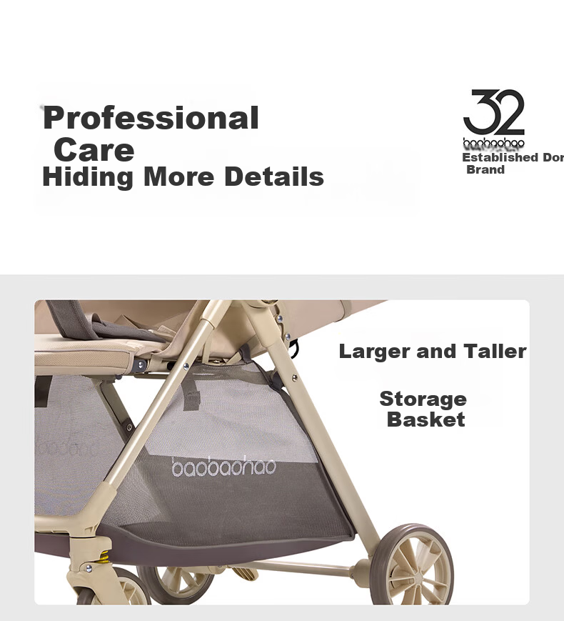 BabyGood A12PLUS Caramel Milk Tea Lightweight Pocket Stroller One-Key Folding Sit and Recline Baby Stroller 0-3 Years 10