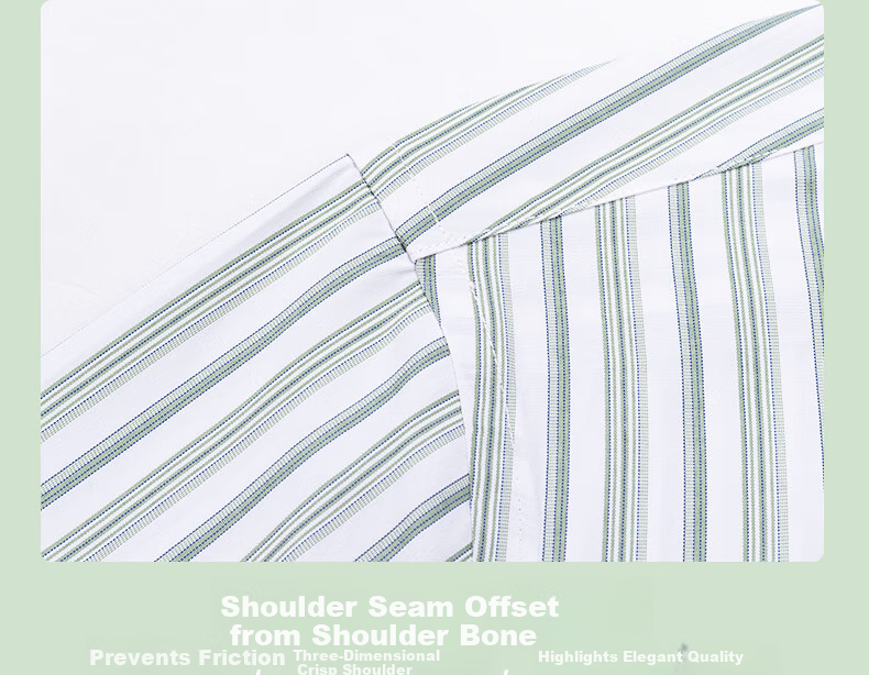 FIRS Men's Long Sleeve Business Casual Striped Shirt with Linen and Modal, Green Stripes, Size 42 6