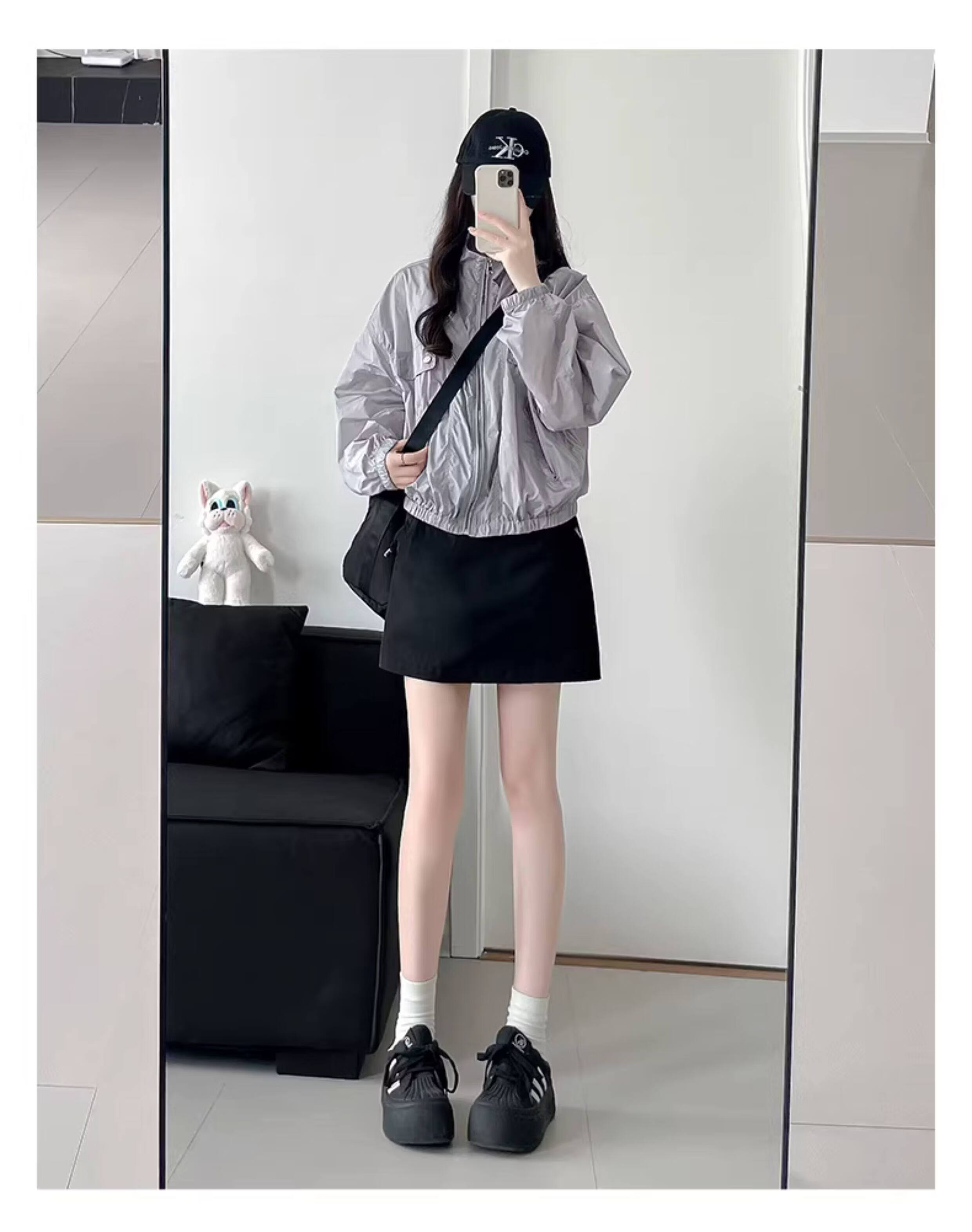 Langsha Ice Silk Workwear High-Waist Slim Quick-Dry A-Line Mini Skirt for Women Summer Thin Anti-Exposure Skirt for Petite 17