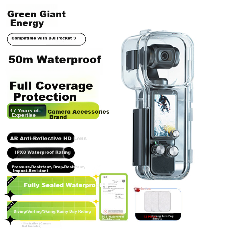 Llano Waterproof and Shockproof Case for DJI Pocket 3 Camera, Underwater Protective Cover for Pocket Gimbal Sports Camera, 50m Diving and Swimming Waterproof Housing