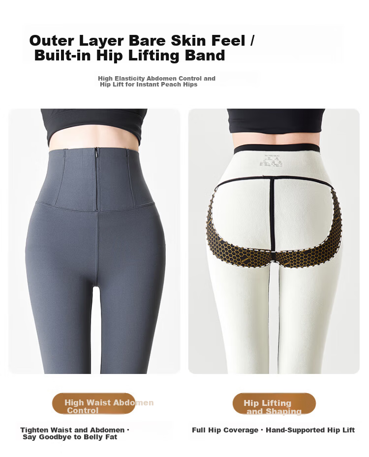 LangSha Women's Winter Fleece-Lined High-Waist Slimming Sharkskin Yoga Leggings with Zipper and Thickened Lamb Wool Thermal Pants 5