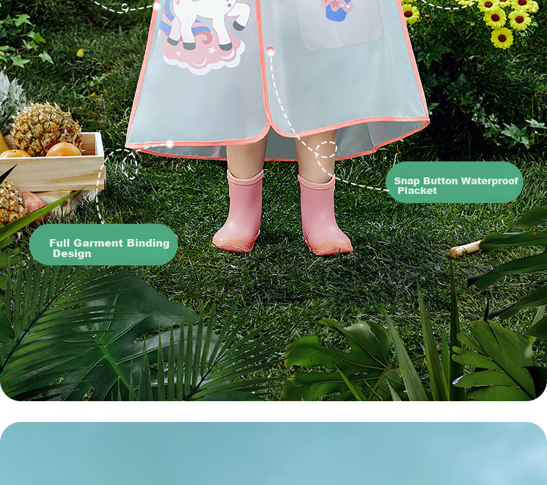 Betis Kids Raincoat Boys Girls Waterproof Rainwear Kindergarten Primary School Student Rain Poncho 4