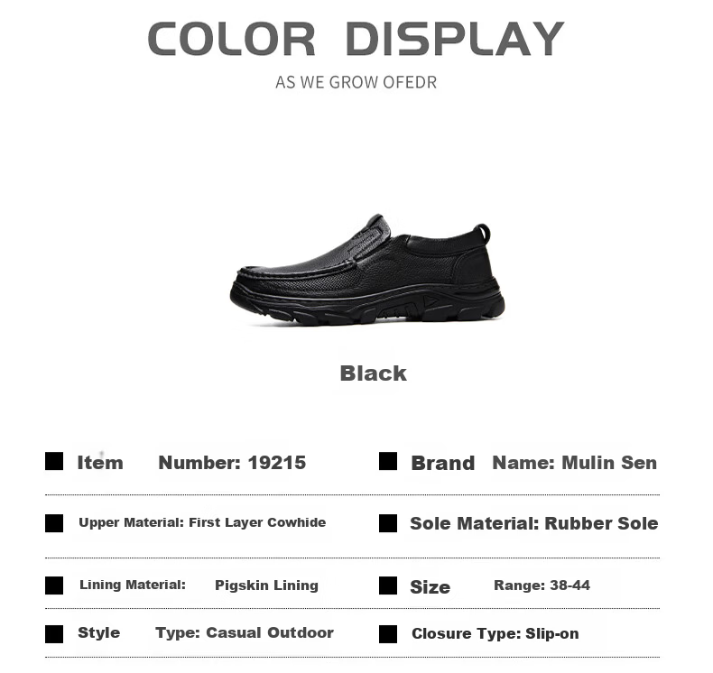 MULINSEN Men's First Layer Cowhide Business Casual Slip-On Thick Sole Durable Middle-Aged Dad Shoes 19215 3
