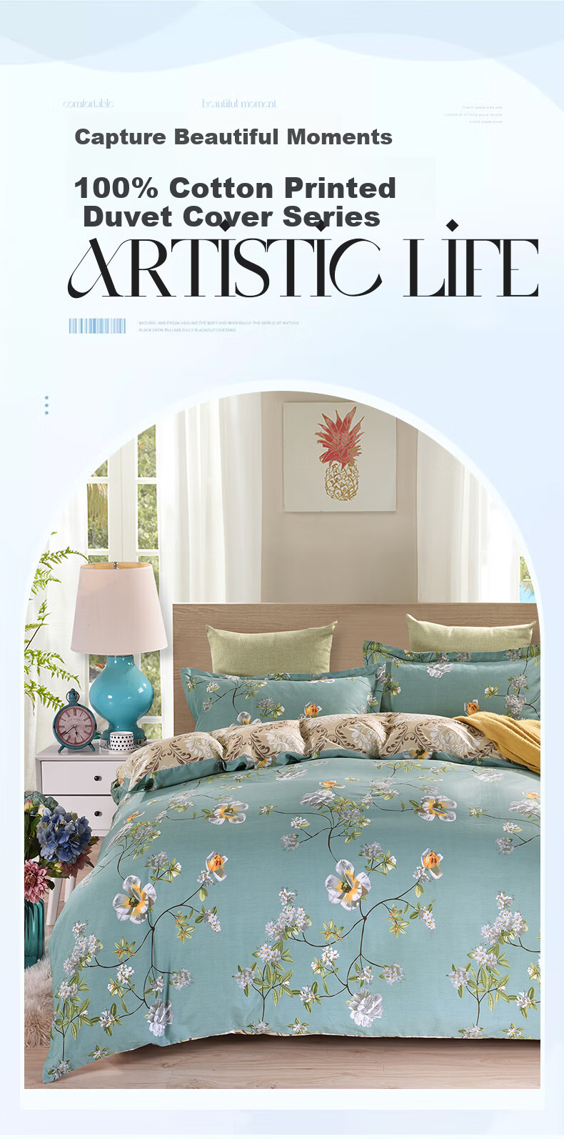 Aiwei A-Class Cotton Quilt Cover Single Pure Cotton Cozy Home Double Quilt Cover 200x230cm Fresh Garden 1