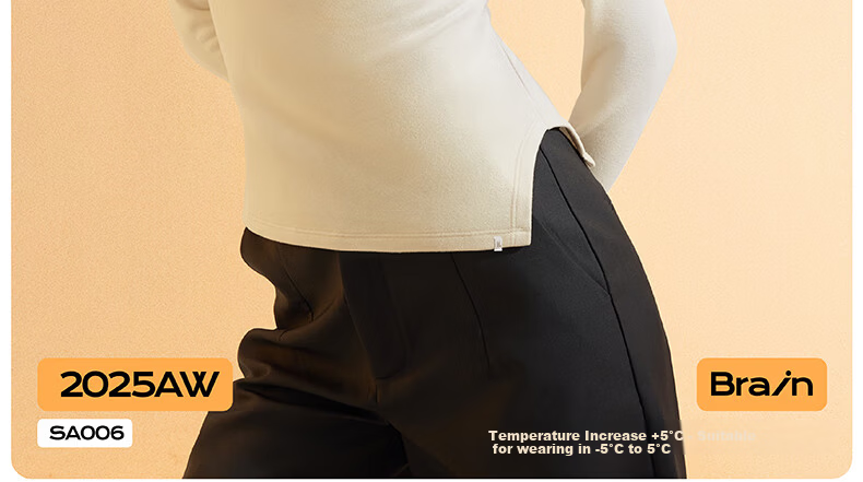 Banlian Padded Chest Base Layer Half Turtleneck Thermal Long Sleeve Fleece Winter Top 2