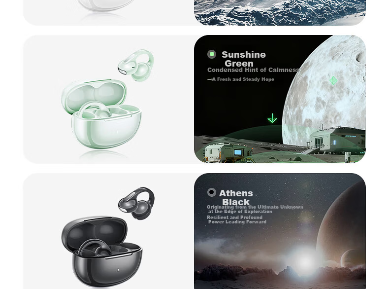 IKF Moonlight [LDAC Sound Quality] Bluetooth Clip-On AI Translation Earphones Wireless Open Bone Conduction Head Tracking Sports 2026 New Model Athens Black 11