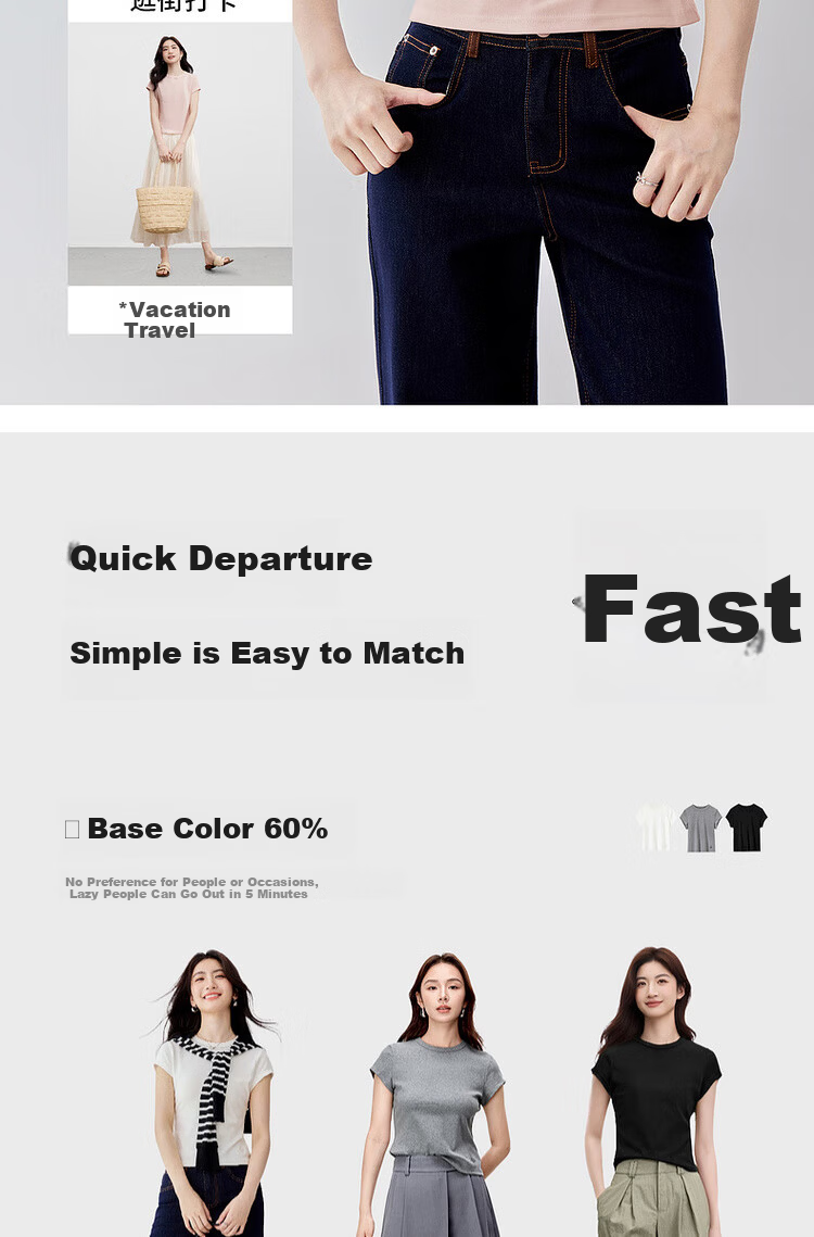 Sentubila Minimalist Commuter Short Sleeve T-Shirt Women Spring Slim Fit Knit Shirt Crop Top Dark Heather Gray XL 4