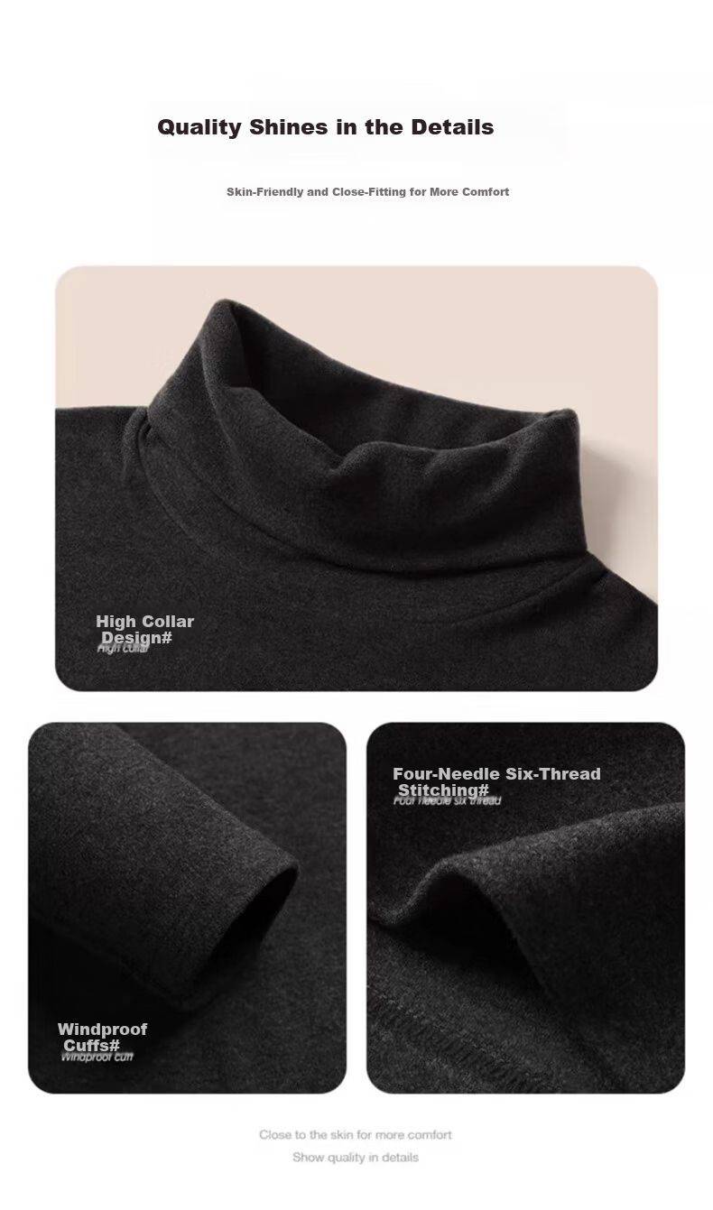 LangSha Autumn Winter German Velvet High Neck Base Shirt 7A Antibacterial Mite-Resistant Men's Outerwear Fleece Thickened Thermal Autumn Top 9