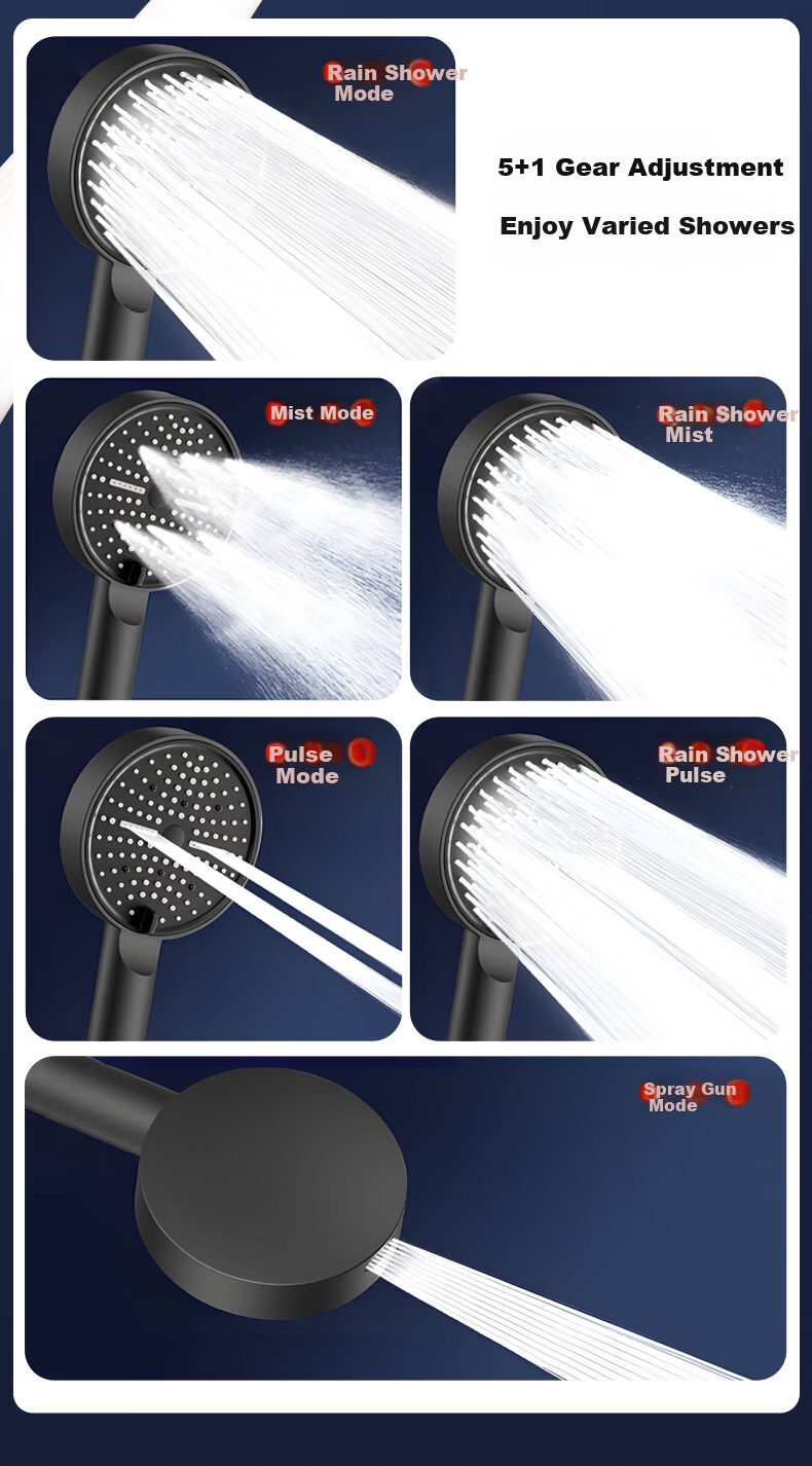 BSITN High-Pressure Shower Head Set with Hose, Large Water Flow Handheld Shower Head BH034 6