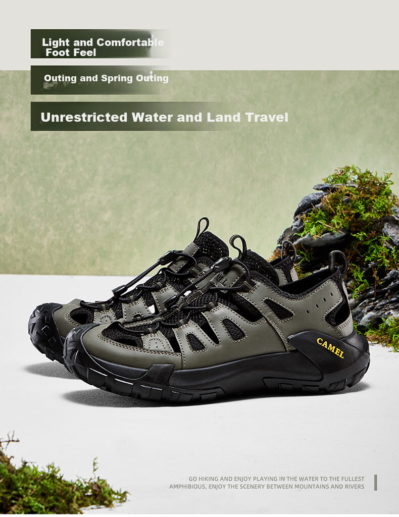 CAMEL Anti-collision Breathable Creek Walking Outdoor Hiking Men's Sandals G16M342029 Night Black Size 42 12