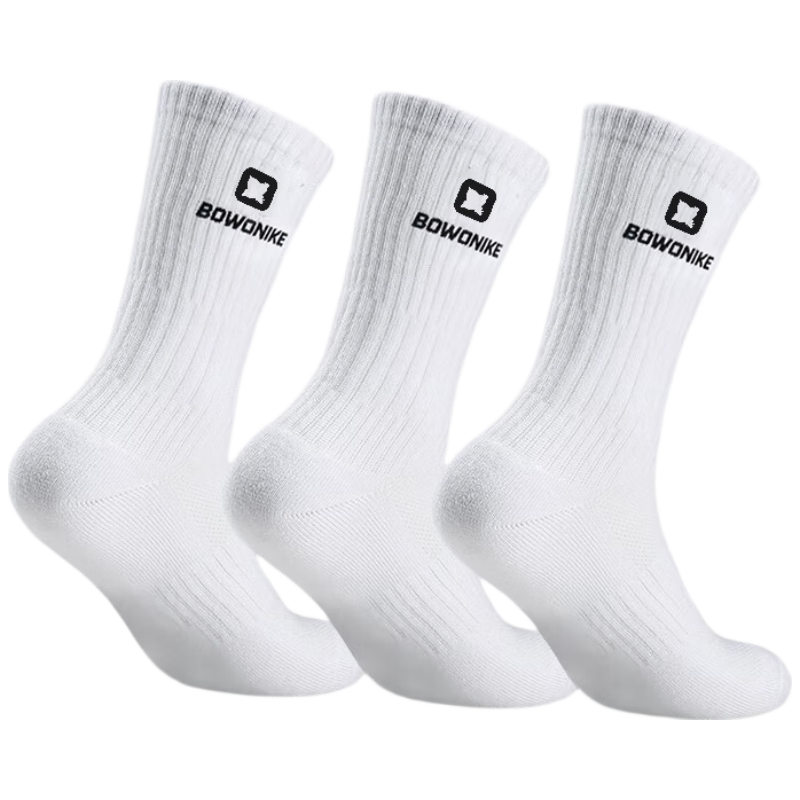 Dewick Sports Socks Long Socks Running Sweat-Absorbing Odor-Resistant Antibacterial Basketball Socks for Men and Women Casual White 3 Pairs L