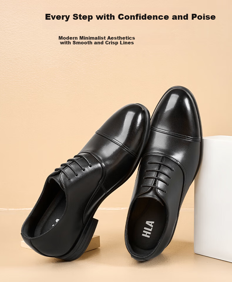 HLA Men's Oxford Leather Dress Shoes Business Formal Comfortable Versatile Leather HAAPXM2FBA188 Black Size 40 4
