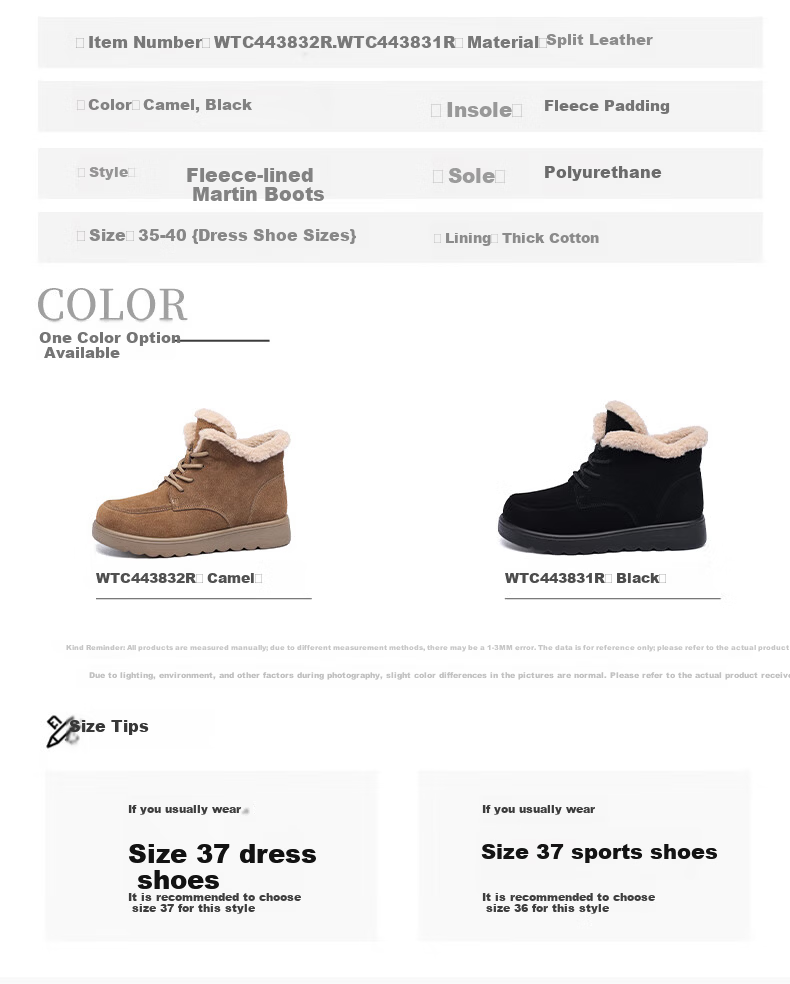 Red Dragonfly Women's Snow Boots Fleece Lined Thickened Cotton Shoes Northeast Warm Fur Short Boots WTC443832R Camel Size 38 9
