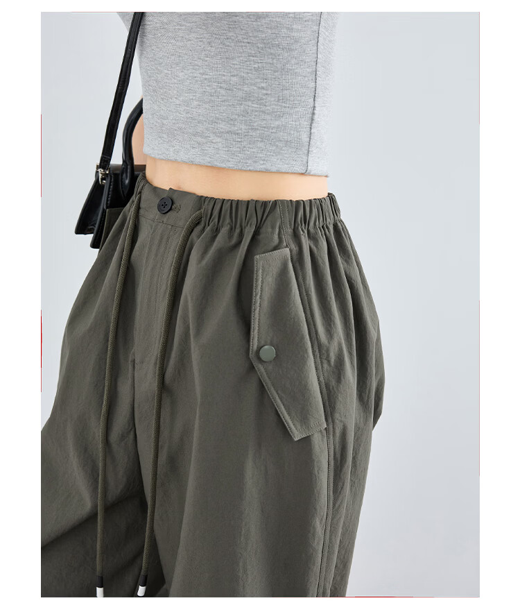 FAESSLIN Women's Military Green Work Pants Summer Thin Quick-Dry Extended Casual Paratrooper Pants American Straight-Leg Wide-Leg Hiking Pants 21
