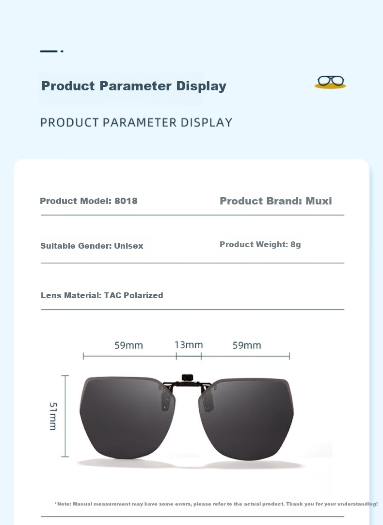 EYEPLAY Clip-On Sunglasses for Nearsightedness, Polarized, for Men And Women, Fishing, Driving, Specialized Sunglasses 8014A 9