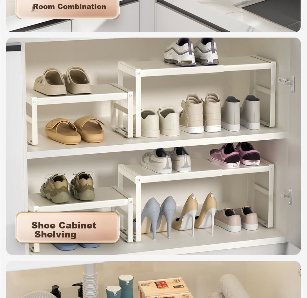 Jiabaili Adjustable Kitchen Storage Rack Countertop Cabinet Shelf Layered Rack Spice Organizer Pot Rack Desktop Small Shelf 22