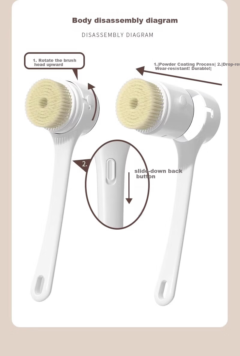 Tingjian Shiguang Electric Bath Brush Automatic Back Scrubber Smart Exfoliating Machine with 5 Brush Heads 7